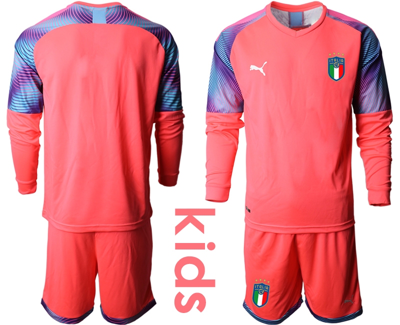 Youth 2021 European Cup Italy pink Long sleeve goalkeeper Soccer Jersey